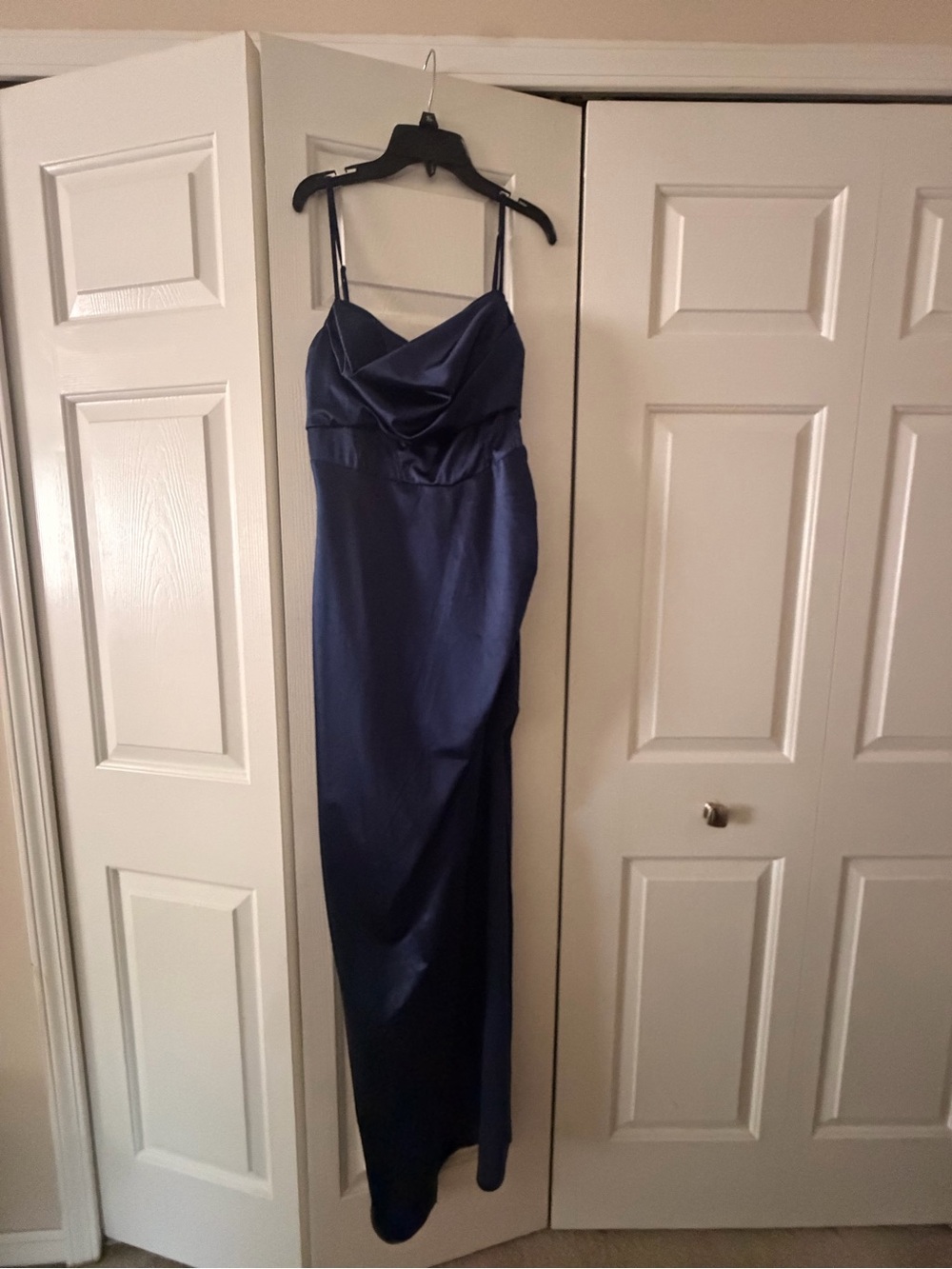 Windsor Navy Satin Column Gown
